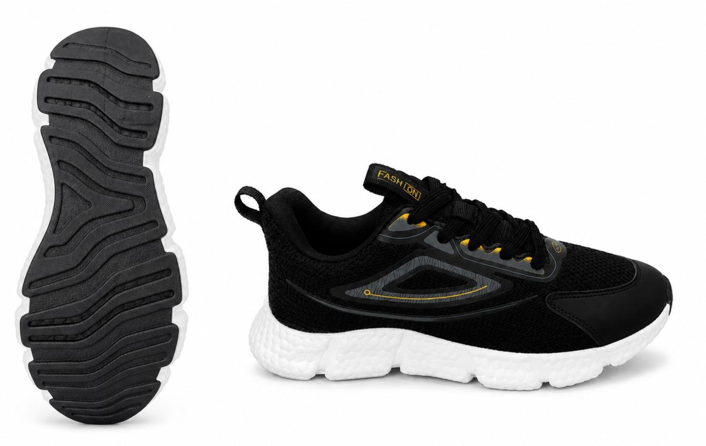 FASH LONI Men's Step Knit Runner – Stealth Grey Yellow-245
