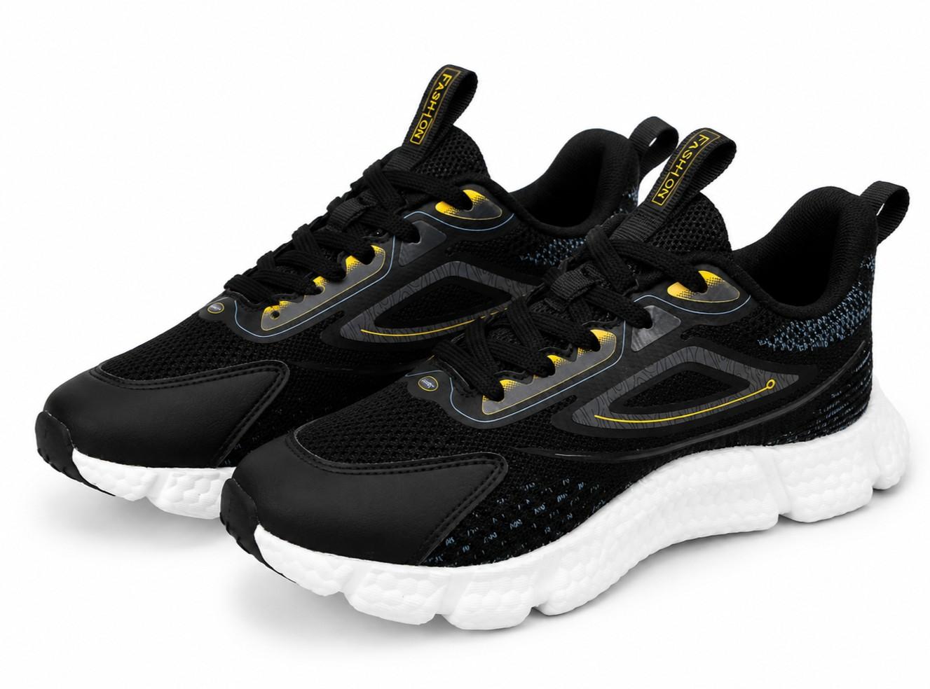 FASH LONI Men's Step Knit Runner – Stealth Grey Yellow-245